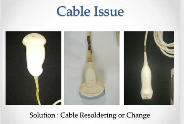 Ultrasound probe cable resoldering